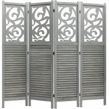 4 Panel Room Divider Wooden Folding Privacy Screens Room Divider Folding Screen Foldable Partition Room Dividers Portable Wall Partition Screen Room Divider Extra Long Freestanding Gary