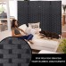 6FT Wood Room Divider and Folding Privacy Screens 4 Panel Room Partition Screen with Stand freestanding Wall Dividers for Rooms Bathroom Home Office Tall Heavy Duty Mesh Woven Design Black