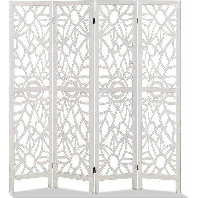 Acendside Room Divider 4 Panel,Room Dividers and Folding Privacy Screens,Folding Screen Room Divider for Bedroom Home Office Garden Wood,C-White