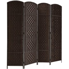 AMBITION LAND Room Divider Weave Fiber Folding Privacy Screen 4 Panels Folding Privacy Screens Panel Divider&Room Dividers,4 Panels,Darkmocha