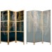 artgeist Japanese Room Divider Feather Texture Abstract 53 x 67 in 3 Panel Folding Screen Japan Design Home Decoration Art Deco Beige Gold Navy Blue b-A-10061-z-b