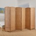 COCOSICA Room Divider and Folding Privacy Screen Tall Extra Wide Foldable Panel Partition Wall Divider with Diamond Double-Weaved & 6 Panel Room Screen Divider Separator Natural 6 Panel