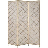 Deco 79 Modern Metal 3-Panel Room Divider 79" H x 57" L Textured Gold Finish