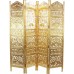 Deco 79 Traditional Carved Wood 4-Panel Room Divider 72 H x 80 L Weathered Gold Finish