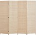 Freestanding Bamboo 4 Panel-Double Hinged- Room Divider,6 ft. Tall Beige 4 Panel