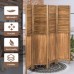 Giantex 4 Panel 6 ft Wooden Room Divider Portable Partition Screen Perfect Zoom Background Wood Panel Dressing Screen Indoor Outdoor Folding Privacy Screens for Home Office Barn Garden Khaki