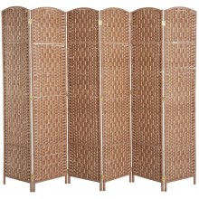 HOMCOM 6' Tall Wicker Weave 6 Panel Room Divider Privacy Screen Natural
