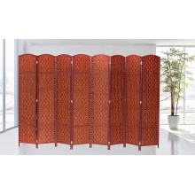 Legacy Decor 8 Panels Room Divider Privacy Partition Screen Bamboo Fiber Weave Honey Color 5.9 ft High X 11.7 ft Wide