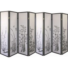 Legacy Decor Black 8 Panel Bamboo Floral Room Divider Screen