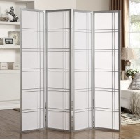 Monta 70"x70" 4-Panel Double Cross Folding Room Divider Silver