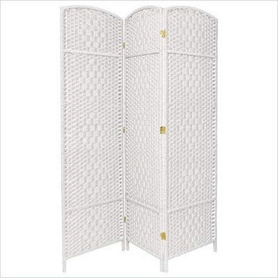 Oriental Furniture 6 ft. Tall Diamond Weave Fiber Room Divider White 3 Panel 71 X 19.5 wide panels