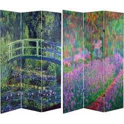 Oriental Furniture 6 ft. Tall Double Sided Works of Monet Canvas Room Divider Water Lily Garden