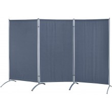 Proman Products FS37061 Galaxy Indoor Room Divider 3-Panel Water Repellent Fabric Silver Powder Coated Metal Frame 102" W x 23" D x 71" H Gray