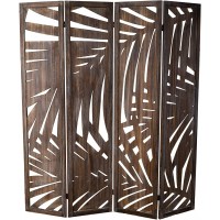 Proman Products Palm Spring 4-Panel Folding Screen Room Divider FS37151 Made in Natural Paulownia Wood Carbonized Finish 60" W x 67" H x 1" D Max Extend 15" W x 67" Per Panel Smoked Brown