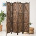 Proman Products Rancho Barn 4 Panel Room Divider FS17192 Folding Screen Privacy Screen Room Partition Paulownia Wood Max Extend 61 W x 0.75 D x 67 H Rustic Brown