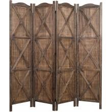 Proman Products Rancho Barn 4 Panel Room Divider FS17192 Folding Screen Privacy Screen Room Partition Paulownia Wood Max Extend 61" W x 0.75" D x 67" H Rustic Brown