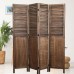 Proman Products Rancho Shutter 4 Panel Room Divider FS17190 Folding Screen Privacy Screen Room Partition Paulownia Wood Max Extend 60.75 W x 0.75 D x 67 H Rustic Brown