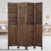 Proman Products Rancho Shutter 4 Panel Room Divider FS17190 Folding Screen Privacy Screen Room Partition Paulownia Wood Max Extend 60.75 W x 0.75 D x 67 H Rustic Brown