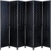 RHF 6 ft.Tall 16 Wide Room Dividers,Double Side Woven Fiber Divider,Better Privacy Screen,Folding Partition & Wall Divider,Space Seperate Indoor Decorative 6 Panel Screen,Freestanding- Black,6 Panels