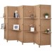 RHF 6 ft.Tall-Extra Wide Diamond Weave Fiber 6 Panels Room Divider,6 Panel Folding Screen Privacy Partition Wall Room Dividers with 2 Display Shelves,Natural-6 Panel 2 Shelves