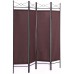 Room Divider Folding Privacy Screen Home Office Fabric Metal Frame Brown