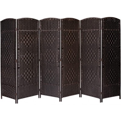Room Divider Weave Fiber Folding Privacy Screen 70.9 Tall Diamond Weave 6 Panels Privacy Partition Foldable Wall Room Divider,Divider seperator,Freestanding 6 Panels Brown