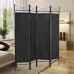 Sandinrayli 4-Panel Steel Room Divider Screen Fabric Folding Partition Home Office Privacy Screen Escpresso Black