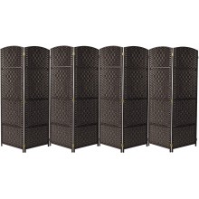 Sorbus Room Divider Privacy Screen 6 ft. Tall Extra Wide Foldable Panel Partition Wall Divider Double Hinged Room Dividers and Folding Privacy Screens Diamond Double-Weaved8 Panel Espresso Brown