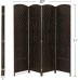 Spurgehom 4 Panel Room Divider Folding Wall Divider 6Ft Privacy Screen Indoor Portable Woven Partitions and Dividers Freestanding Diamond Double-Weaved for Home No Installation Required Brown