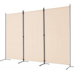 Spurgehom Room Divider,3 Panel Folding Partition Privacy Screens Freestanding Fabric Room Panel Portable Folding Wall Divider for Office Room,Restaurant，102" W X 71" H Beige