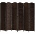TinyTimes 6 FT Tall Room Divider 6 Panel Weave Fiber Extra Wide Room Divider Room Dividers & Folding Privacy Screens Freestanding Dark Brown 6 Panel