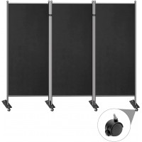 TZUTOGETHER Partition Room Divider 102" W x 14" D x 71" H Folding Partition Privacy Screen3-Panel Screen Movable Room Divider Wall for Office School Black