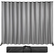 VEVOR Room Divider Kit 8 ft x 10 ft 4 Rolling Wheels Curtain Divider Stand Aluminum Alloy Frame Blackout Curtain & Portable Oxford Bag Included Expandable Room Divider for Office Silver