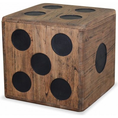 15.7x15.7x15.7 Wooden Storage Box Retro Chest Box Dice Design Wood Storage Trunk Brown