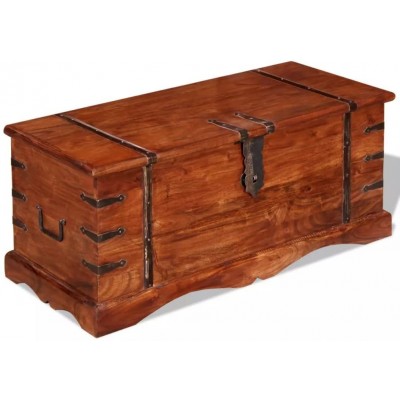 Canditree Vintage Storage Trunk Solid Wood Storage Treasure Chest for Living Room Bedroom 35.4 X 15.7 X 15.7