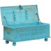 Daonanba Storage Chest Retro Box Organizer Vintage Solid Mango Wood Storage Trunk 39.4x15.8x16.1