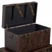 Deco 79 Matte Leather and Wood Trunks Set of 3 Brown