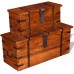 H.BETTER 2pcs Vintage Storage Chest Wood Storage Trunk Handmade Storage Box Wood Trunk Treasure Chest Brown