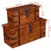 H.BETTER 2pcs Vintage Storage Chest Wood Storage Trunk Handmade Storage Box Wood Trunk Treasure Chest Brown
