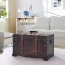 HomVent Vintage Treasure Chest Treasure Trunk Storage Chest Wooden Organizer Box with a Latch Closure ＆ Two Side Handles for Home Living Room Bedroom Cafe Bar Hotel Style 1