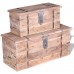 iFCOW 2 Piece Storage Chest Set Acacia Wood