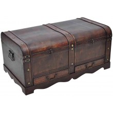 Kavolet Storage Trunk Treasure Chest Box Large Organizer Box Brown 35.4 x 20 x 16.5 Inch