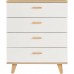 Knocbel 31.5in Modern Storage Chest with 4 Storage Drawers and Solid Wood Legs Ideal for Living Room Bedroom 220lbs Weight Capacity Natural and White