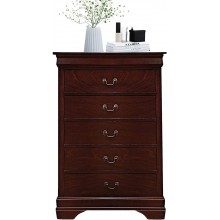 Lazyspace 5 Drawer Louis Philippe Chest Solid Wood Bedside End Table Storage Chest Tables with 5 Retro Handle Storage Drawers-Tall Standing Chest for Bedroom Office Living Room and Closet