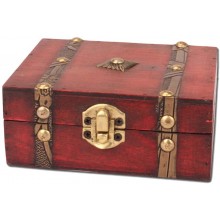 OUNONA Wooden Pirate Treasure Chest Vintage Lock Jewellery Storage Box Case Organizer Birthday Gift Party Favors