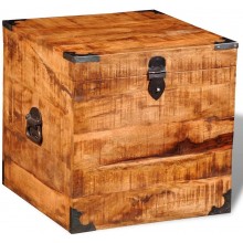 Tidyard Wooden Storage Chest Mango Wood Blanket Storage Box Wooden Trunk for Bedroom Closet Home Organizer Furniture Decor 18 x 18 x 18 Inches L x W x H