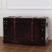 TOPINCN Storage Trunks Wooden Iron Lock Treasure Chest with Latches Box Leather Pirate Chest for Living Room Bedroom Decorative 26 x 15 x 16