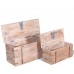 Toy Chest for Boys Set 2 Pcs Solid Acacia Wood Vintage Wooden Storage Box Storage Chest Trunk Light Brown by BIGTO