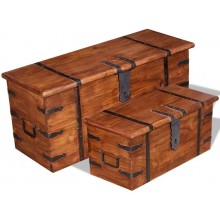 Unfade Memory Rustic Storage Chests Trunks Wooden Treasure Chest Solid Wood Treasure Box 2 pcs