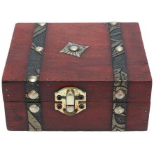 VICASKY Wood Storage Chests Pirate Treasure Chest Trunks Decorative Wood and Leather Treasure Chest Box Large Wood Suitcases Rustic Trunk Antique Wood Chest with Lid Decorative Box with Straps